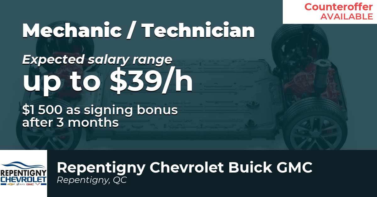 Mechanic / technician job offer in Repentigny - Repentigny Chevrolet ...